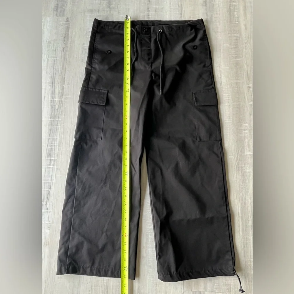 YAHUIUL Black Cargo/Parachute Baggy Low Waist Pants Size XS - Picture 5 of 8